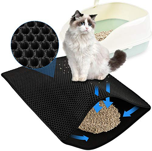 Ansobea Katzenklo Matte, 78cm*60cm Katzenstreu Matte Katzenklo Unterleger Waben Design Katzenklo Vorleger wasserdichte Doppelte Schichte Entwurf Bienenwabe Katzenstreu Matte