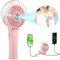 HandFan 4000mAh Portable Misting Fan with Charger, Rechargeable Handheld Personal Mister-Fan, Spray Water Mist Fans, Foldable Electric Hand Fans for Beach, Travel, Outdoors(Pink)