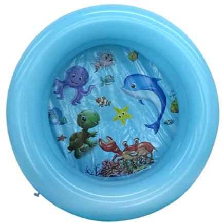 Piscines Gonflable pour Enfants, Pataugeoire Gonflable Ronde Baignoire Gonflable Piscine, 70x20cm,avec Plancher de Sécurité Jouets Aquatiques d'été pour Enfants Intérieur Exterieur Jardin (Bleu)