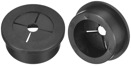 sourcing map 2 Pcs Cable Cord Grommet, 1-1/8 Inch (28mm) Desk Grommet Flexible Rubber Grommets Wire Hole Cover Pass Through for Office Computer Desk Wire Organizer, Black