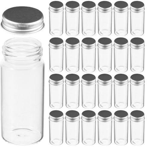 24 tubos de ensayo de 100 ml, botella de plástico transparente con tapas de rosca, organizador para caramelos, sales de baño, té, especias, almacenamiento de joyas