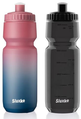 SLUXKE 720ml Rennrad Trinkflasche, Fahrrad Trinkflasche 2er-Pack BPA Frei, Sport Squeeze Radflasche, Keine Off-Smell, Auslaufsicher, Rennrad Flaschen, Fitnessstudio, Laufen, BPA Free