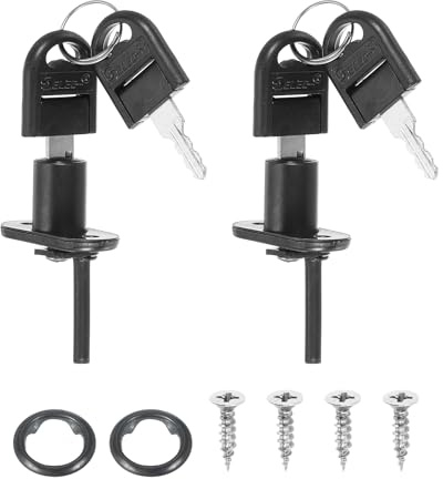 PATIKIL 2Pcs Drawer Lock with Keys, 16mm(5/8) File Cabinet Lock Keyed Different Steel Lock Cylinder Desk Locks for Office Wardrobe Locker Showcase, Black