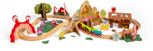 Trä Monster Tågset 50stycken av Bigjigs