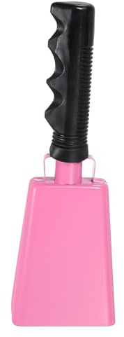 PATIKIL 9inch Cow Bells for Football Games, Cowbells for Sporting Events Bulk Loud Noise Makers Metal Cow Bell with Handle for Cheering Competition Marathon Wedding DIY Paint, Pink
