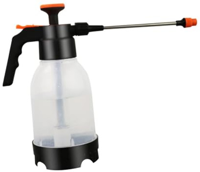 Anneome Spruzzatore a Pressione Manuale 1,2l Trasparente Arancione per Giardinaggio, Flacone Spray per Irrigazione Piante Casa, Annaffiatoio Pratico Asta Allungata per Cura Fiori