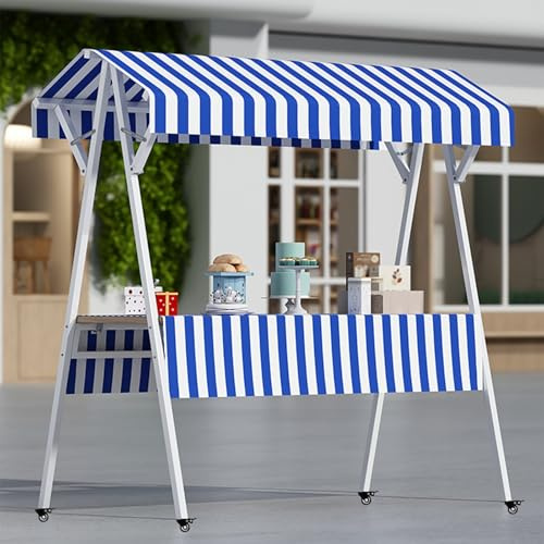 Carrito plegable de hierro para vendedores al aire libre con toldo, soporte de venta ligero, carrito de exhibición para mercados y comida callejera, puesto portátil (150 cm)