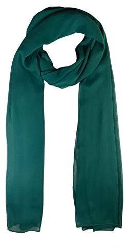 WESTEND CHOICE Krepp Chiffon Schal Damen Hals Wrap Frauen Schals Crinkle Chiffon Schal Stola Schal Damen Schals & Wraps 150x47 cm, dunkelgrün, One size
