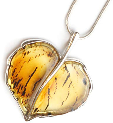 MyBernstein Bernstein Bernstein Anhänger Herz Blatt (Bernsteinschmuck 10242)