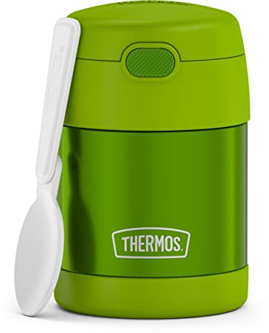 THERMOS FUNTAINER 10 Ounce Stainless Steel Vacuum Insulated Kids Food Jar with Folding Spoon, Lime