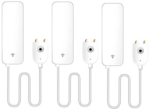 Luminea Home Control Elesion Wassermelder: 3er-Set WLAN-Wassermelder, externer Sensor, App,2 Jr. Batterielaufzeit (Wassersensor Alexa, für Drainageschächte, Benachrichtigungen)