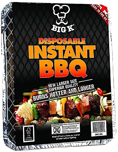 TOPLINE Big K Disposable Instant BBQ Tray - All In One Barbecue Instant Light Charcoal Grill Tray with Topline Card. Ideal for Garden BBQs, Camping Grill, Outdoor Parties, and Picnic. TPLT1