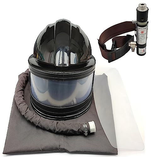 Sandblaster Helmet Safe Air Feed Sand Blast Helmet Shoulder Protective Sand Blast Hood Protector Sandblasting Thermostat 5 Pieces Outer Lenses (Black)