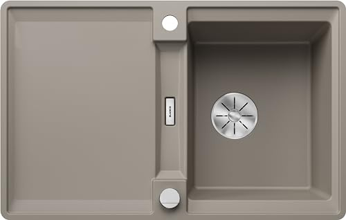BLANCO ADIRA 45 S-F | Granite sink made of SILGRANIT tartufo | Installation type: flushmount | Reversible | For 45 cm wide base cabinets | Large bowl | Easy-care surface | [77x49x21.2 cm]