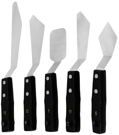 5 pezzi Grande Spatola per Pittura in Acciaio Inox, Arte Tavolozza per Dipingere Set per Acrilici, Dipinti Decorativi, Pittura ad Acquerello, Miscelazione di Colori, Dipinti ad Olio su Tela