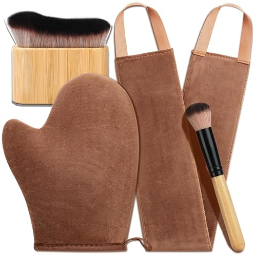 Kit applicatore 5 in 1 con guanto autoabbronzante per autoabbronzante, pennello autoabbronzante per applicatore per abbronzatura posteriore, guanto abbronzante per auto abbronzante, applicatore per la