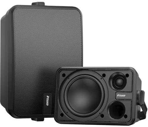 Inwa Outdoor Bluetooth Speakers, Active Passive Wall Mount Speaker, Waterproof Wireless Indoor/Outdoor Stereo Sound Set W/Aux in, Sound System for Patio/Porch/Gazebo/Garage(Pair, MZ-660)