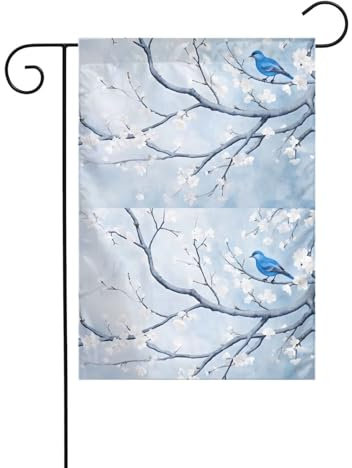 BROLEO Épilation à la cire avec impression fleur de prunier pour jardin, décoration de cour extérieure double face, 30,5 x 45,7 cm