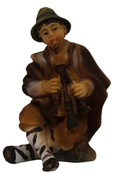 ZICOM Krippenfigur Miniaturfigur Hirte mit Dudelsack Höhe 5,5cm handbemalt Polyresin, Modellbau Puppenhaus