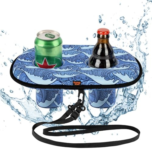 Desing Wish 1 Pièces 2 Emplacements Porte Gobelet Piscine Néoprène Plateau Bar Flottant Piscine Floats Swimming Pool Holder Porte de Verre pour Boissons Accessoire Piscine Baignade Fêtes Plage Eté