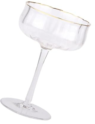 jojofuny Bicchiere da Cocktail in Vetro 260 Ml Bordo Dorato, Coppa per Feste e Brindisi, Tazza Multifunzione per Vino, Succhi e Intrattenimento Elegante