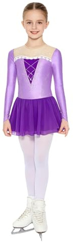 renvena Fille À Jupe en Tulle Dancewear Robe Patinage Artistique Princesse Soirée De Danse Costume De Patinage pour Filles La Fête