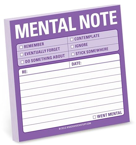 1-Count Knock Knock Mental Note Sticky Notes, to Do List Notepads, 3 x 3-inches Each