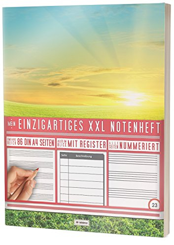 Mein Notenheft / 86 Seiten, 44 Blätter, 12 Systeme / Mit Register und Seitenzahlen / PR301 „Frühlings Motiv“ / DIN A4 Soft Cover