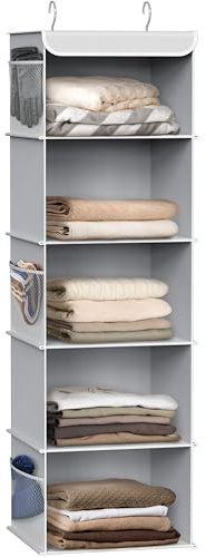 Simple Houseware 5 Shelf Hanging Closet Organizer, Gray