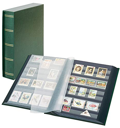 Lindner 1169SK-G Einsteckbuch Elegant Grün, mit 60 Schwarzen Seiten und Passender Schutzkassette