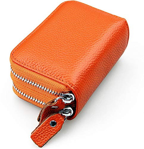 spomei K-B-B15 – Lot de 15 porte-cartes de crédit en cuir avec blocage RFID pour femme, orange, taille unique, portefeuille RFID