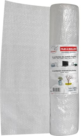 Jardibric - Film à Bulles 0,8 x 20 m - Rouleau Papier Bulle - Protection Plantes Hiver et Emballage