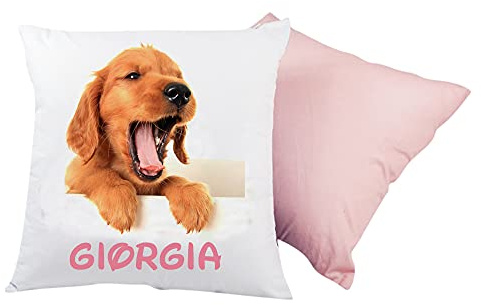 Cojín Almohada Personalizada con Nombre, 40 x 40 cm, Desenfundable y Lavable con Suave Relleno - Regalos Personalizados para Cumpleaños, Navidad, Color Rosa