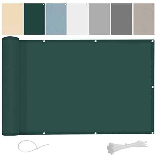 AXT SHADE Tamaño Personalizado Pantalla Privacidad Balcón 0.85x1m Impermeable Ocultacion Balcon Protección Viento y Los Rayos UV con Ataduras de Cables para Exterior Terraza-Verde
