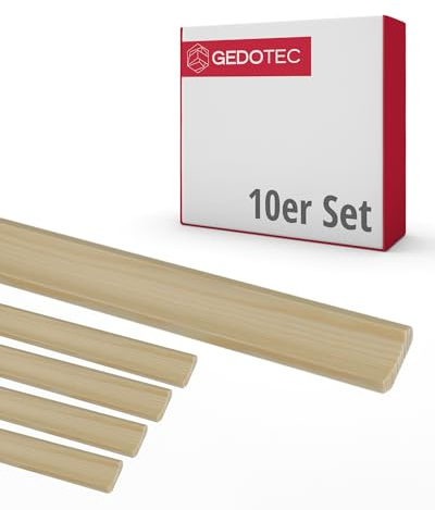 Gedotec plinthes - planches en bois à construire moulures creuses en bois 100 cm | 10 pièces 14 x 14 mm | BASIC | moulures polyvalentes et bois pour le bricolage de différents objets | moulures en b