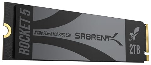 SABRENT Rocket 5 M.2 NVMe SSD 2TB PCIe GEN 5, 14,000MB/s Internal Solid State Drive, 2280 Gaming Performance Hard Drive, Backward Compatible (SB-RKT5-2TB)