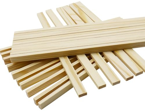 WANYI 50 Stück Holzklötzchen Klötzchen zum Basteln Quadratisch Bastelklötzchen Holz 200x10x5mm Kiefernholz Holzleisten Holzbausteine Bausteine Holz für DIY Handwerk Deko und Modellbau Schnitzen