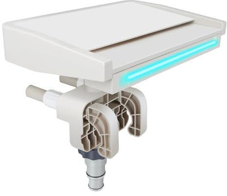 Pool Fountains Waterfall for Above Ground Pools, Sprinkler Fountain with High Flow Rate, Adjustable for Fitting Various Frames, Relaxing Cascade Soothing Waterfall (Beige+LED Light)