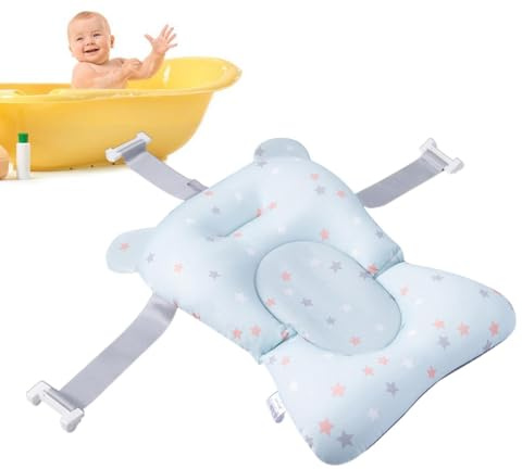Réducteur De Baignoire Pour Bébé, Coussin De Bain Bebe Baignoire, Tapis De Bain Antidérapant Support Siège De Bain, Coussin Flottant De Baignoire De 0 À 18 Mois, 3 Points Fixe, Antidérapant