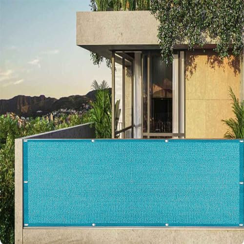 Balkonverkleidung 3x4.5m Zaunblende Windschutz und UV-Schutz Wetterfest mit Seil und Aluminium Ösen für Terrasse Garten Hinterhof Himmelblau