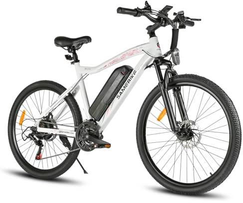 Bicicleta de montaña eléctrica para adultos, motor de 250W & batería extraíble 36V 13Ah, bicicleta eléctrica de commuting a 25km/h con sistema de cambios profesional de 21 velocidades (white)
