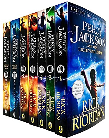Percy Jackson Collection 7 Books Set By Rick Riordan (Lightning Thief, Sea of Monsters, Titan's Curse, Battle of the Labyrinth, Last Olympian, Greek Heroes, Greek Gods)