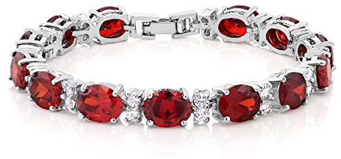Gem Stone King 40.00 Cttw Red Color Cubic Zirconias CZ Tennis Bracelet For Women | 7 Inch