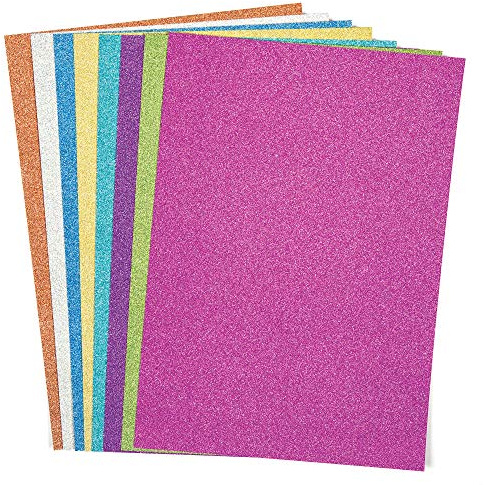 Baker Ross Cartoncino A4 Multicolore Glitter, carta colorata per bambini da decorare, arte e artigianato (confezione da 16, 250 gm), Colori Assortiti
