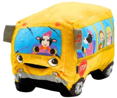 Cuddle Barn | Wheelie 8 School Bus Singing Stuffed Animal Plush Toy | Mouth Moves and Eyes Light Up | Sings Wheels on The Bus