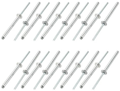 sourcing map 20Stk Aluminum/Stahl Offenes Ende Blind Nieten 4x40mm
