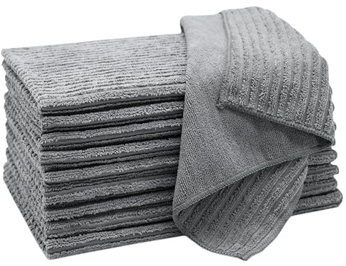 ZOLLNER 10 paños Multiusos de Microfibra Grandes, 45x65 cm, Gris, con trabilla