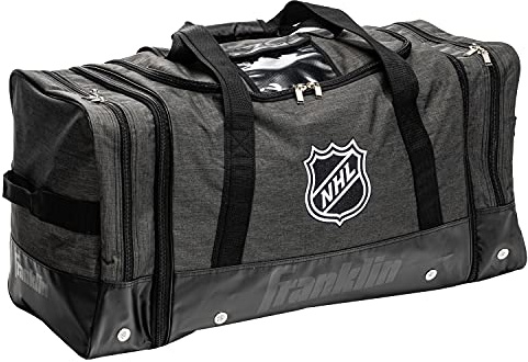 Franklin Sports NHL - Borsa da trasporto per hockey su ghiaccio, di alta qualità, per attrezzatura da hockey, grande, espandibile, resistente, con licenza NHL, Grigio/Verde Foresta, affidabile
