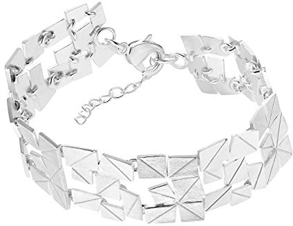 Heideman Armband Partis Damen - Aus hochwertigem Edelstahl silber farbend matt gebürstet besondere Glieder Armkette für Frauen verstellbar Partis Schmuckset