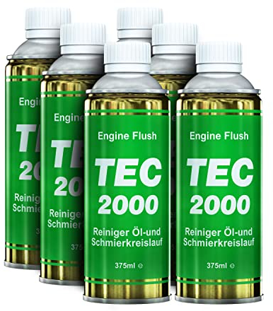 TEC 2000 Motorspülung - 6 x Engine Flush Motorreiniger für Benzin Diesel oder Gasmotoren 375ml set - Kraftstoffadditiv zur Systemreinigung - Motorpflege Zusatz